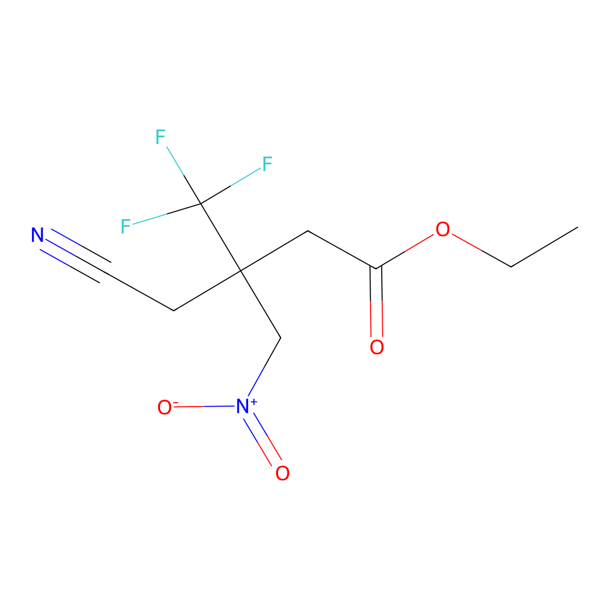 4-Cyano-3-nitromethyl-3-trifluoromethyl-butyric acid ethyl ester molecular structure, CAS 2331259-74-4
