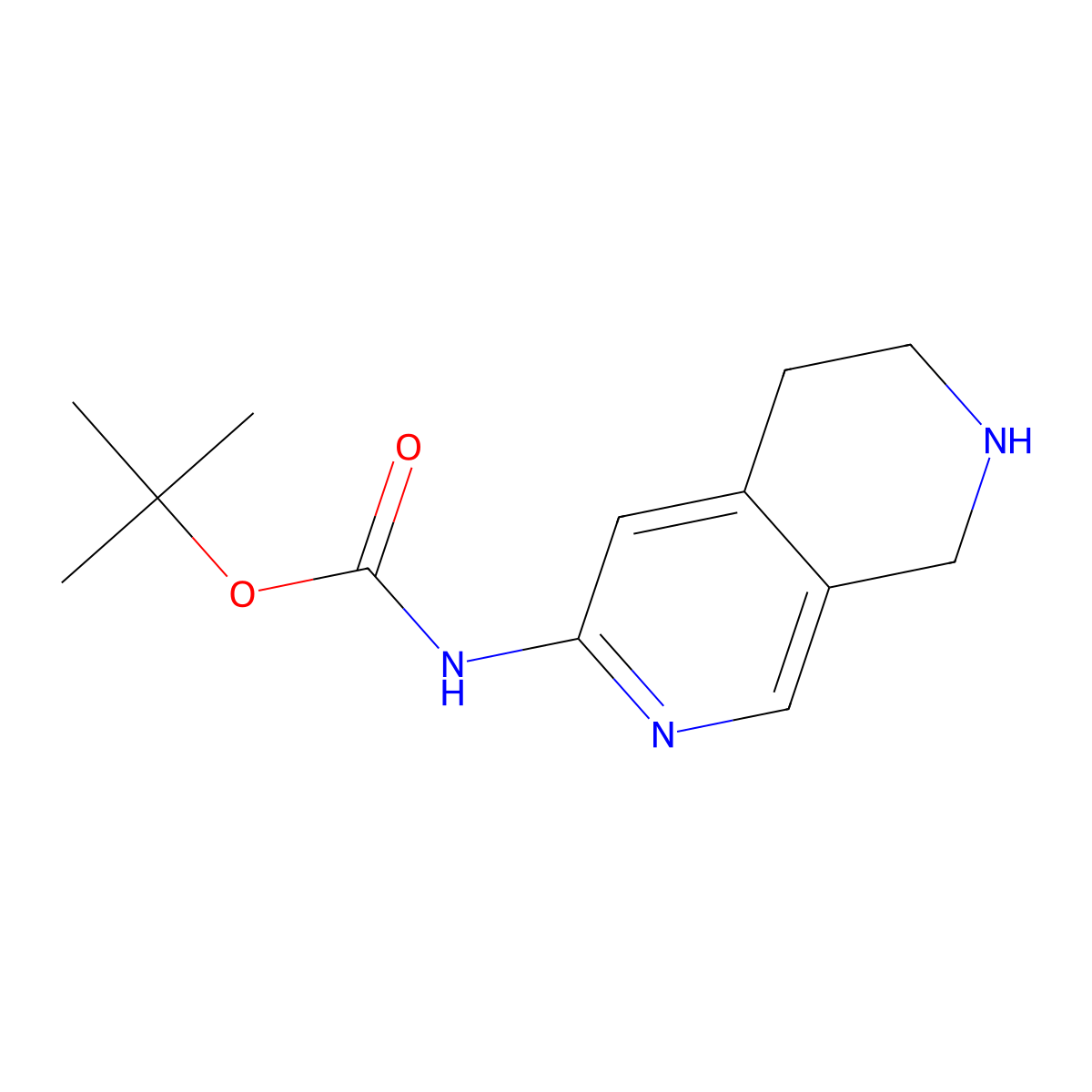 (5,6,7,8-Tetrahydro-[2,7]naphthyridin-3-yl)-carbamic acid tert-butyl ester molecular structure, CAS 2331259-76-6