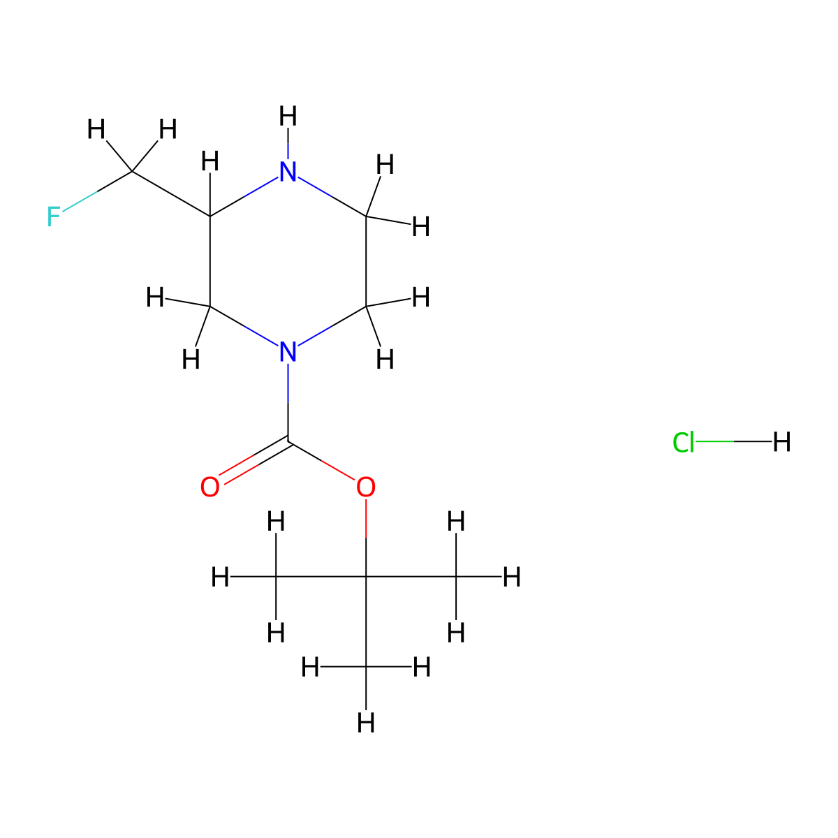 3-Fluoromethyl-piperazine-1-carboxylic acid tert-butyl ester hydrochloride molecular structure, CAS 2331259-80-2
