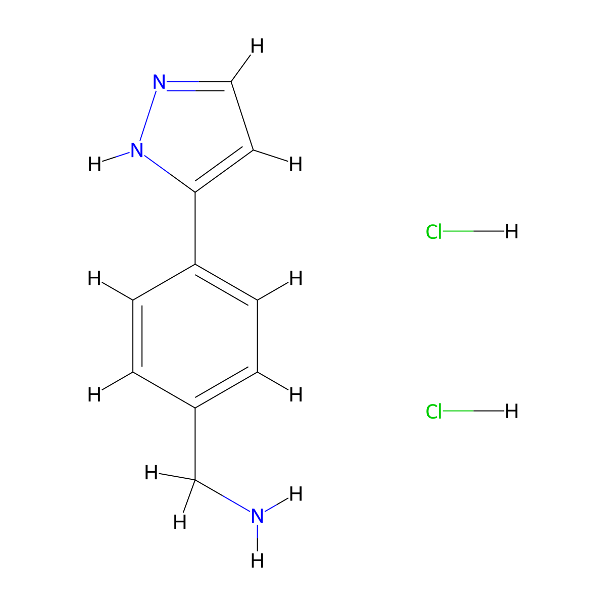 1-(4-(1H-pyrazol-5-yl)phenyl)methanamine dihydrochloride molecular structure, CAS 2331260-15-0