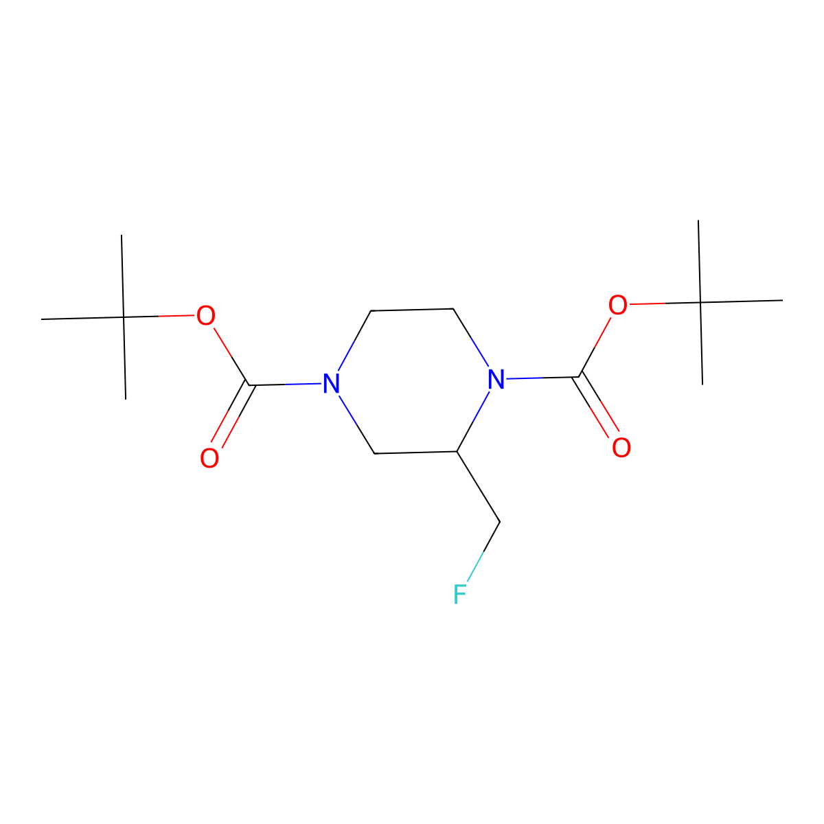 2-Fluoromethyl-piperazine-1,4-dicarboxylic acid di-tert-butyl ester molecular structure, CAS 2331260-27-4