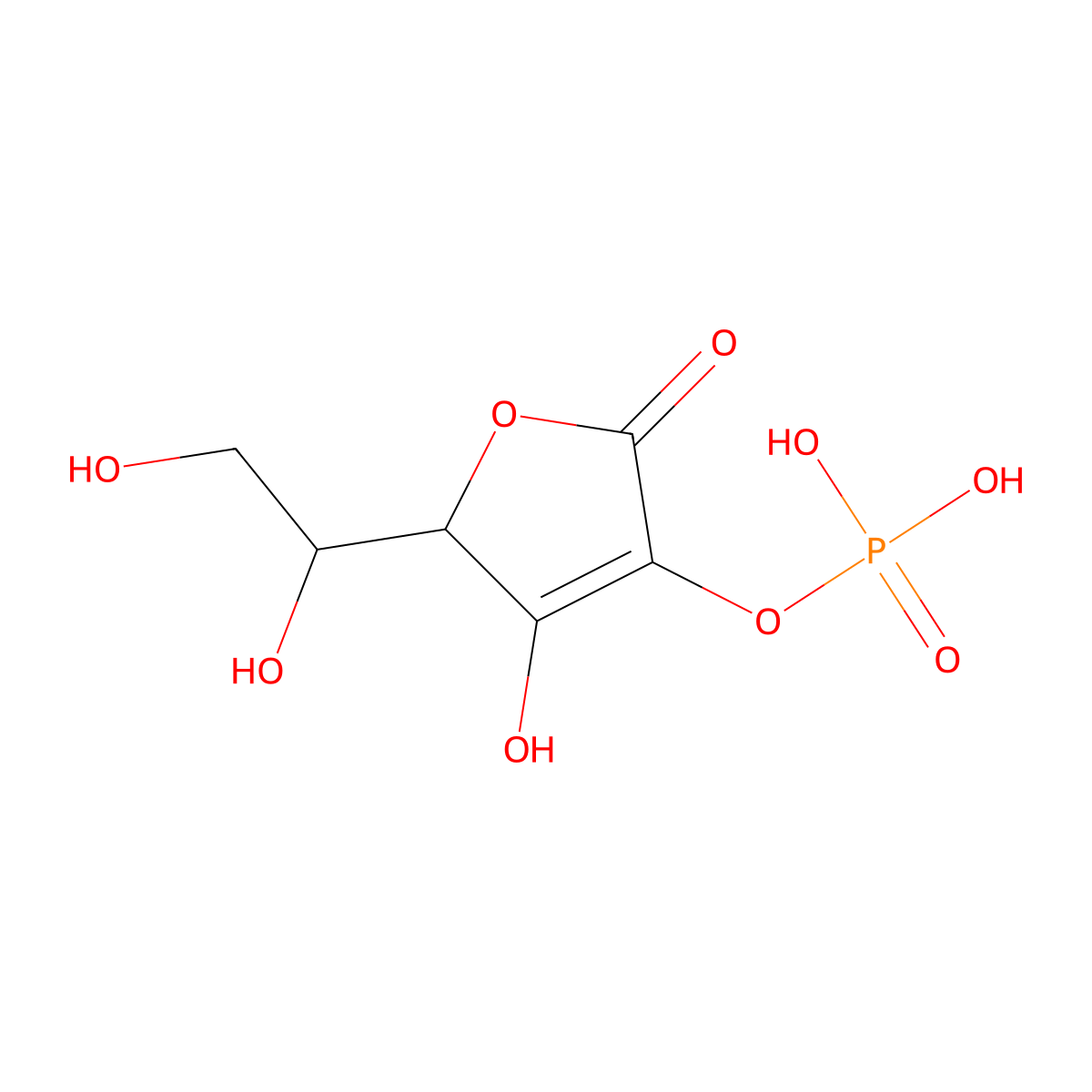 Ascorbic acid 2-phosphate molecular structure, CAS 23313-12-4
