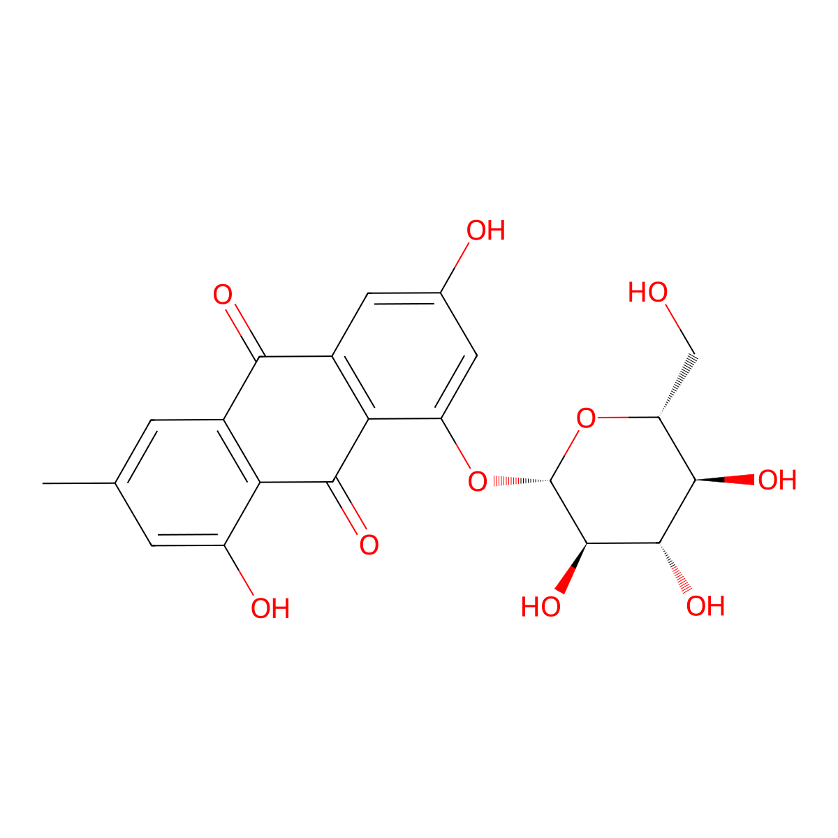 Emodin-8-glucoside molecular structure, CAS 23313-21-5