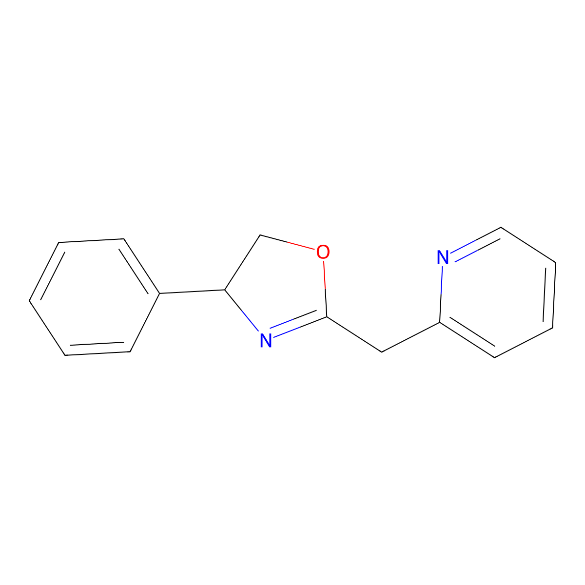 (R)-4-Phenyl-2-(pyridin-2-ylmethyl)-4,5-dihydrooxazole molecular structure, CAS 233256-44-5