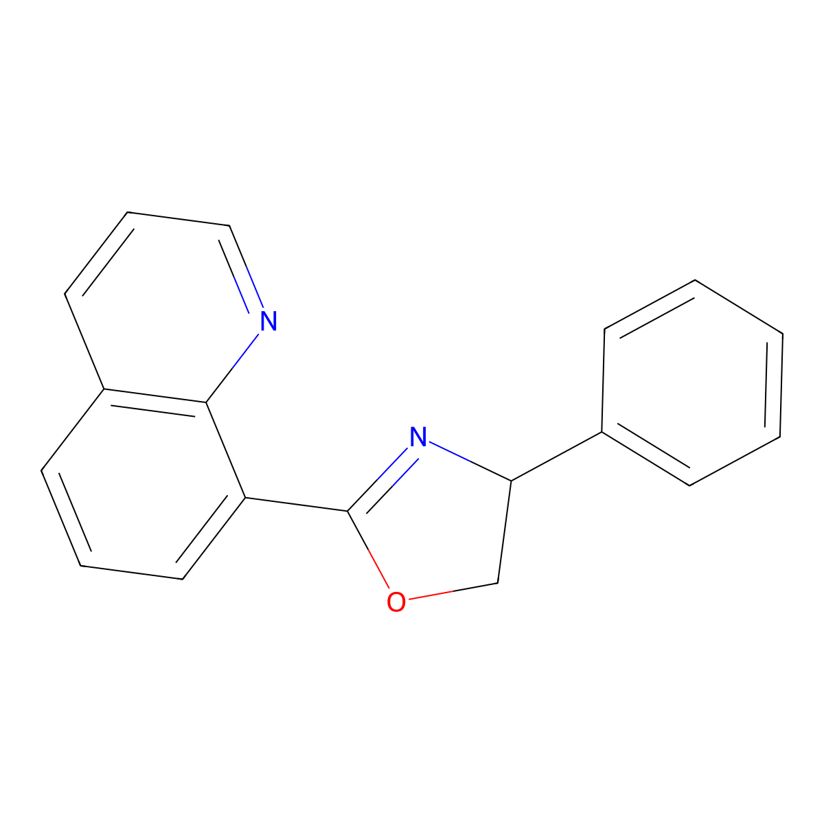 (R)-4-Phenyl-2-(quinolin-8-yl)-4,5-dihydrooxazole molecular structure, CAS 233256-45-6