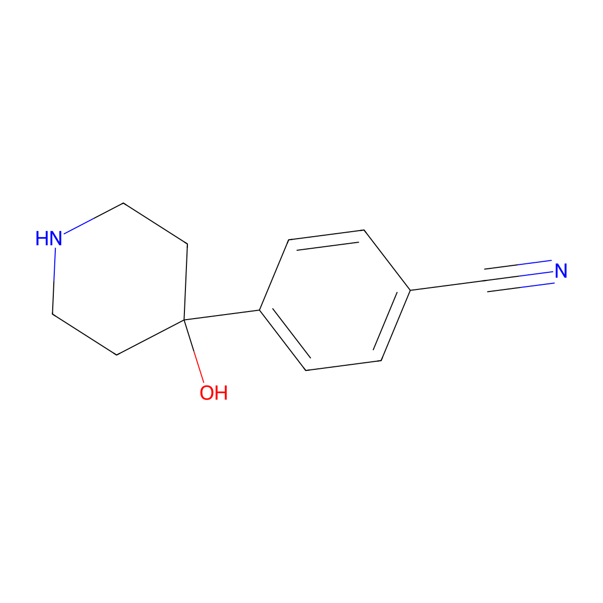 4-(4-Hydroxypiperidin-4-yl)benzonitrile molecular structure, CAS 233261-72-8