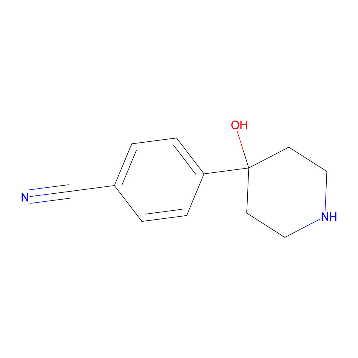 4-(4-Hydroxypiperidin-4-yl)benzonitrile molecular structure, CAS 233261-72-8