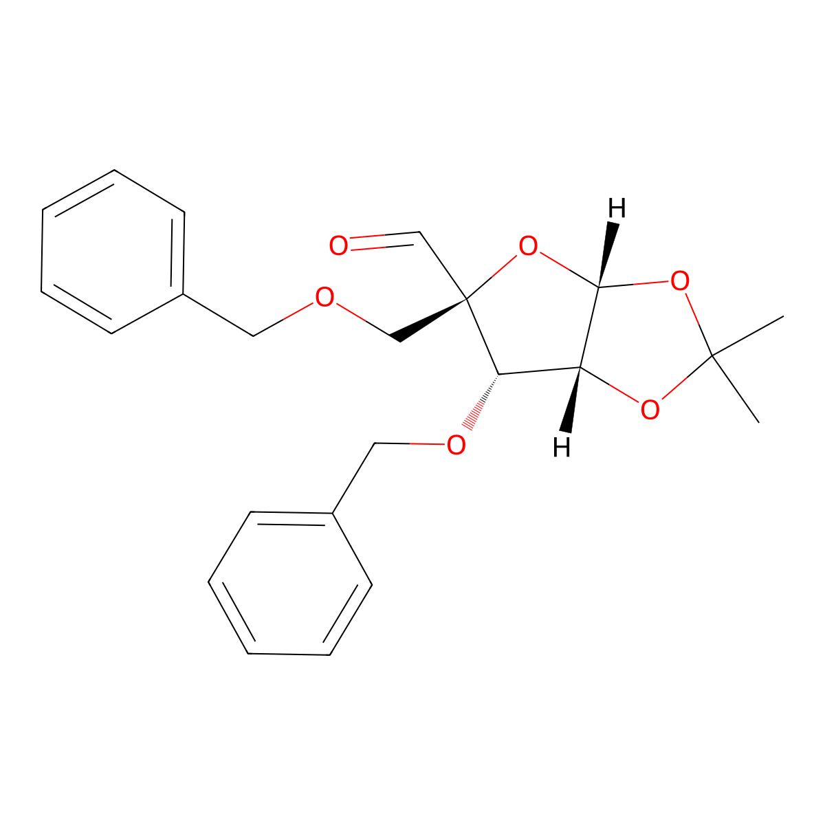 (3aR,5R,6S,6aR)-6-(Benzyloxy)-5-[(benzyloxy)methyl]-2,2-dimethyltetrahydrofuro[2,3-d][1,3]dioxole-5-carbaldehyde molecular structure, CAS 233266-76-7