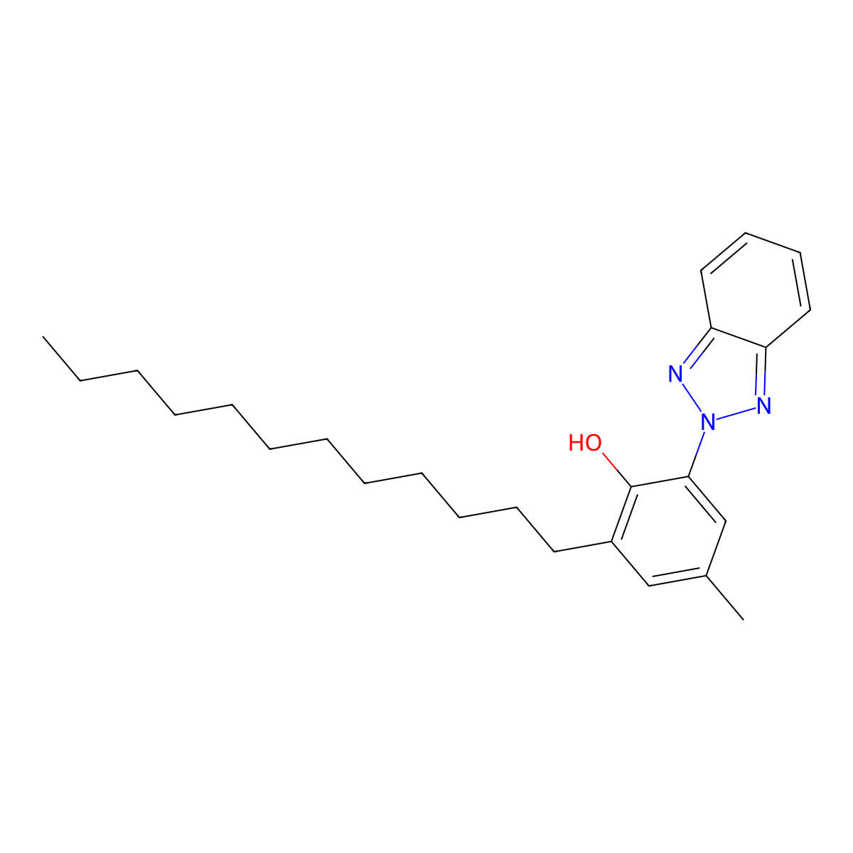 2-(2-Hydroxy-3-dodecyl-5-methylphenyl)benzotriazole molecular structure, CAS 23328-53-2