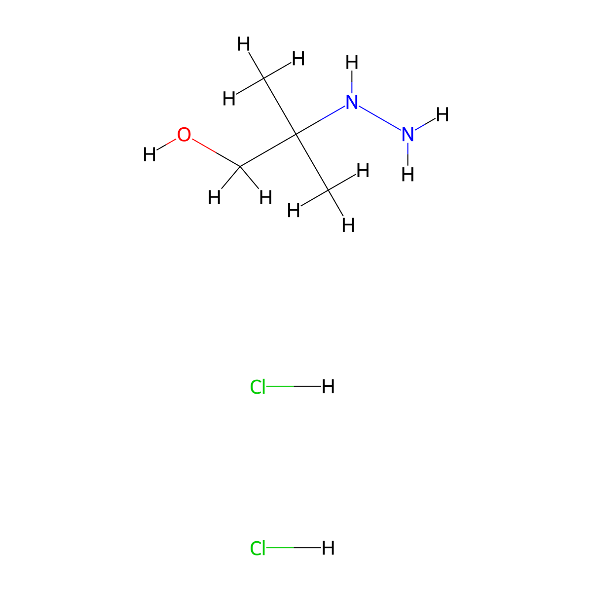 2-Hydrazinyl-2-methylpropan-1-ol dihydrochloride molecular structure, CAS 2332831-26-0