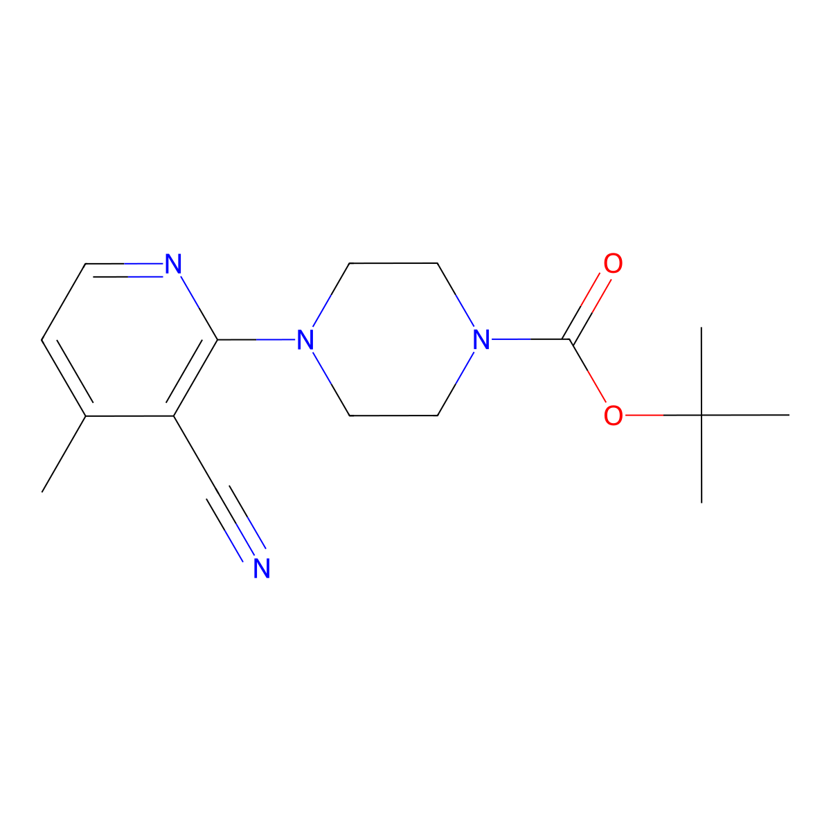 Tert-butyl 4-(3-cyano-4-methylpyridin-2-yl)piperazine-1-carboxylate molecular structure, CAS 2333215-69-1