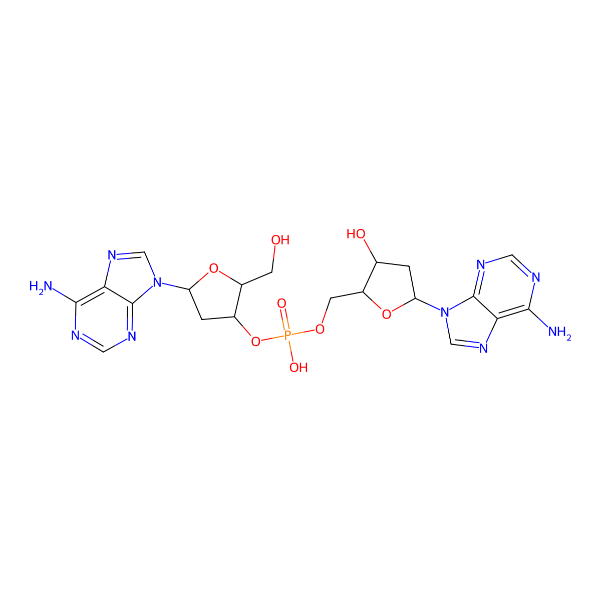 2'-Deoxyadenylyl-(3'-5')-2'-deoxyadenosine molecular structure, CAS 23339-45-9