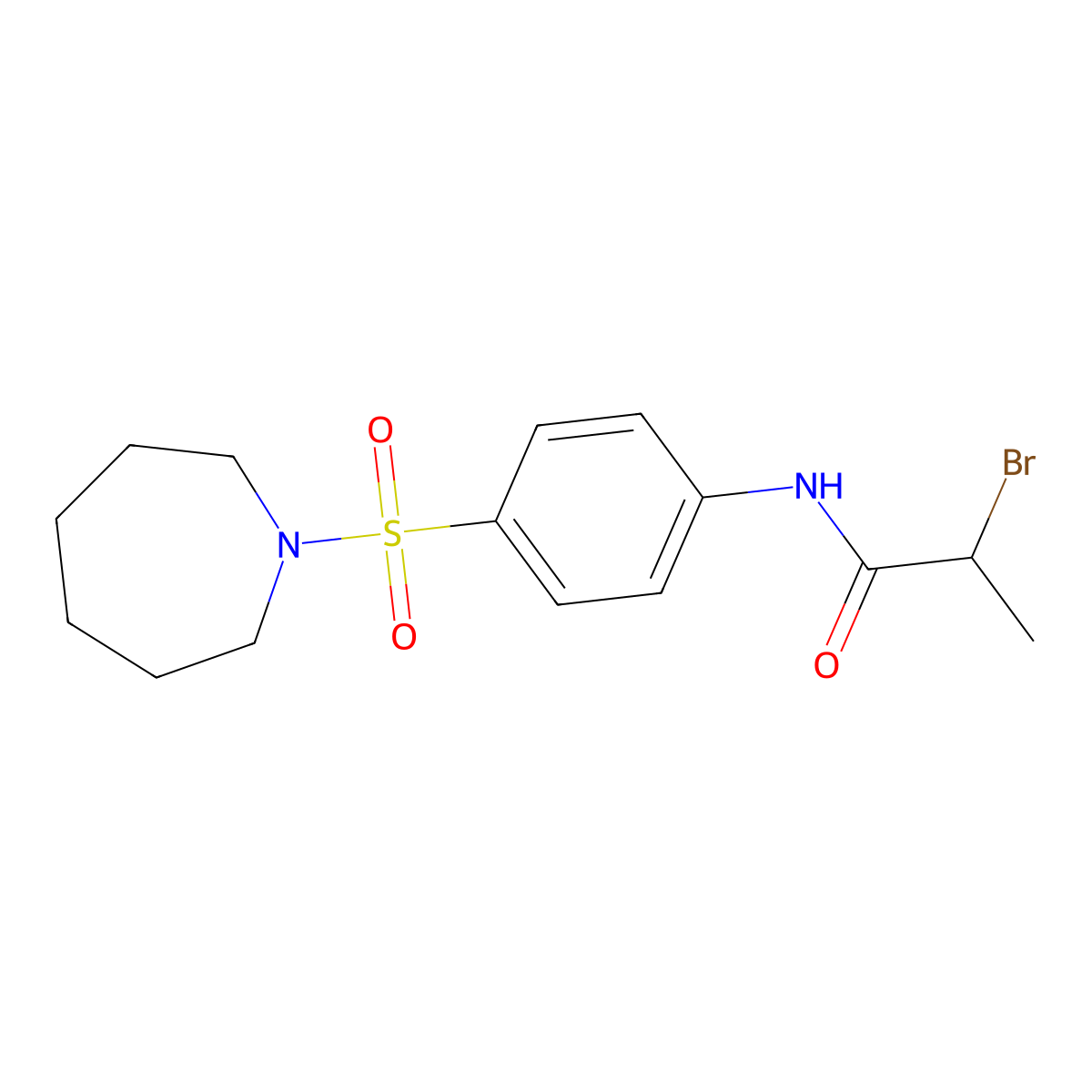 N-(4-(Azepan-1-ylsulfonyl)phenyl)-2-bromopropanamide molecular structure, CAS 2334104-95-7