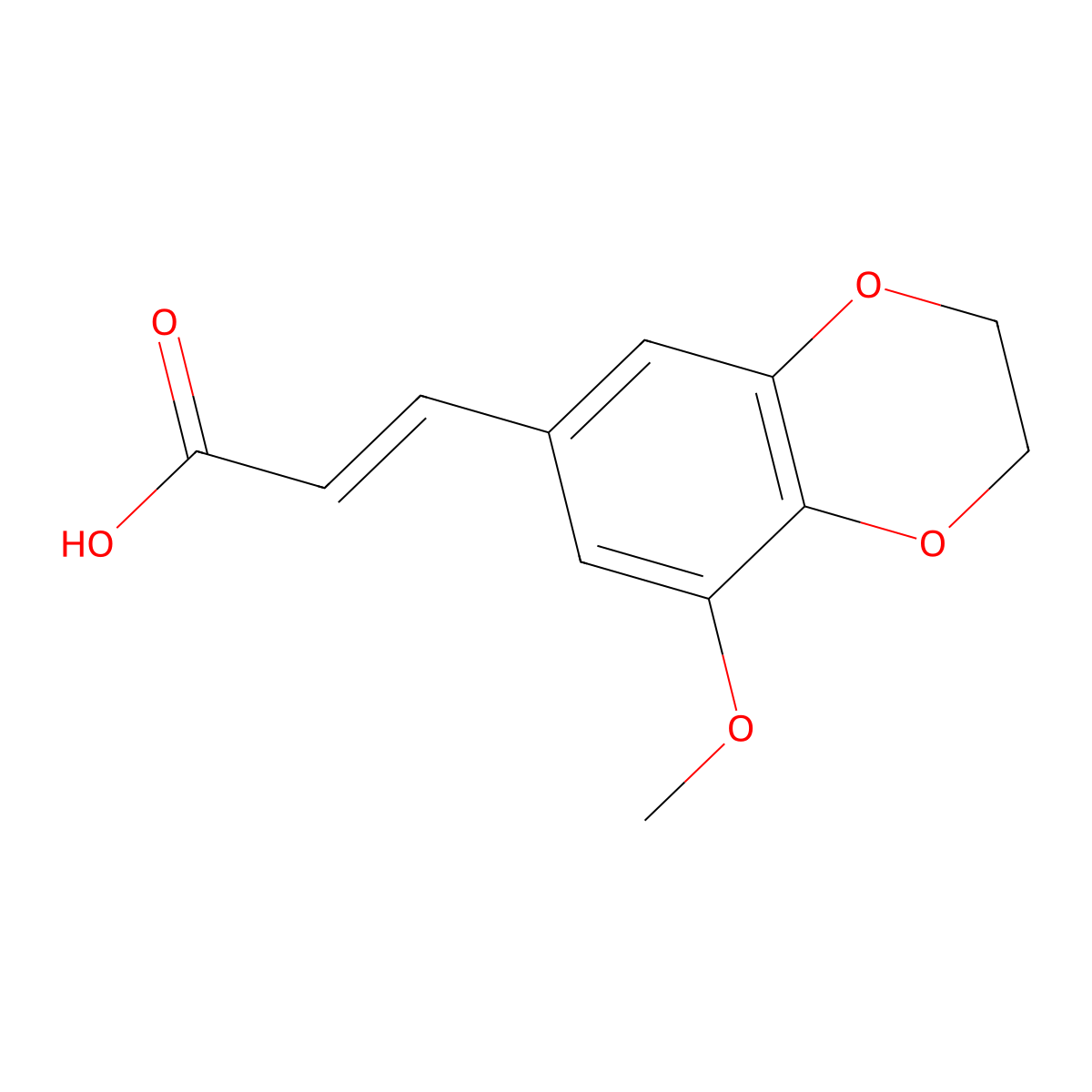 3-(8-Methoxy-2,3-dihydro-1,4-benzodioxin-6-yl)prop-2-enoic acid molecular structure, CAS 2334153-25-0