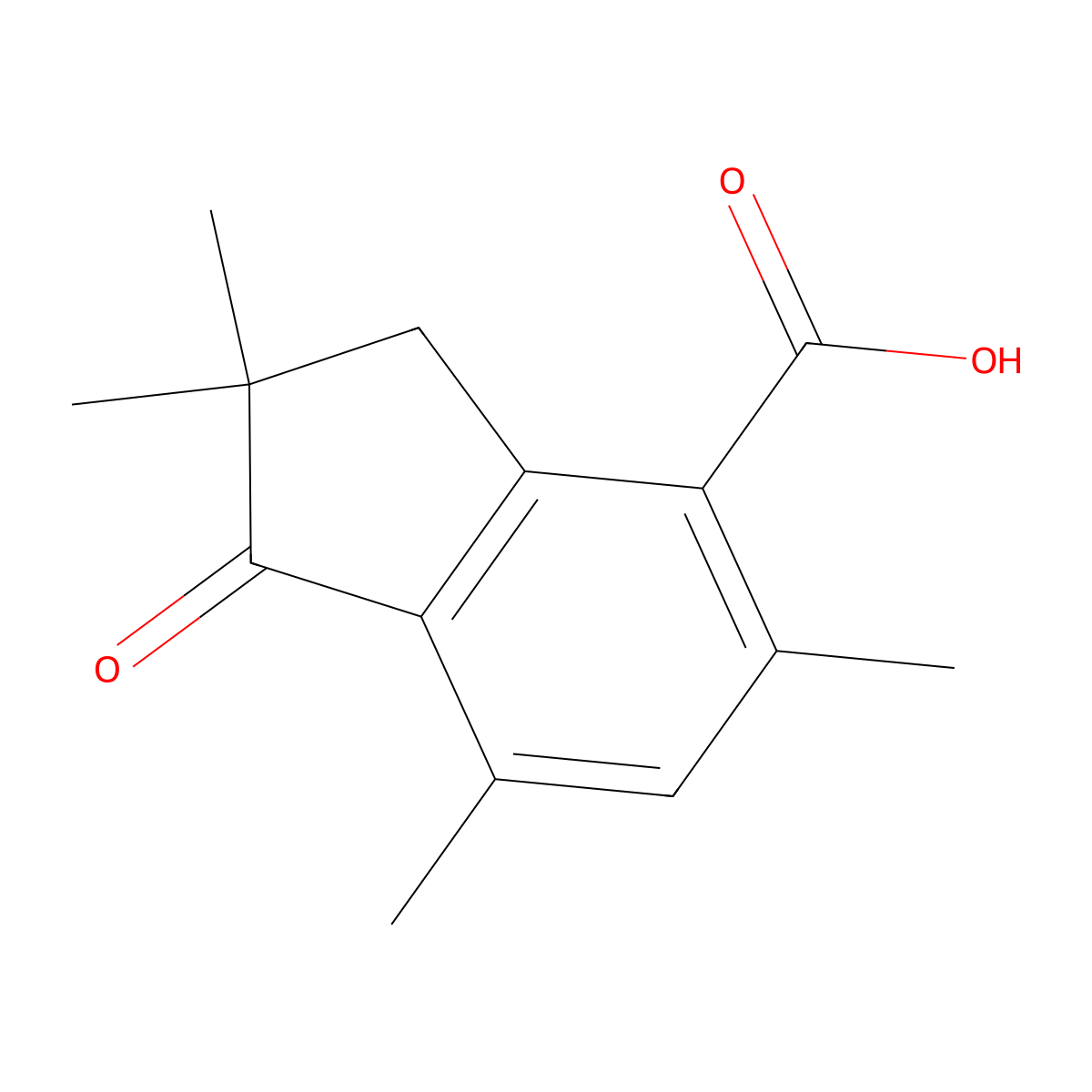 2,2,5,7-Tetramethyl-1-oxo-2,3-dihydro-1H-indene-4-carboxylic acid molecular structure, CAS 23342-32-7
