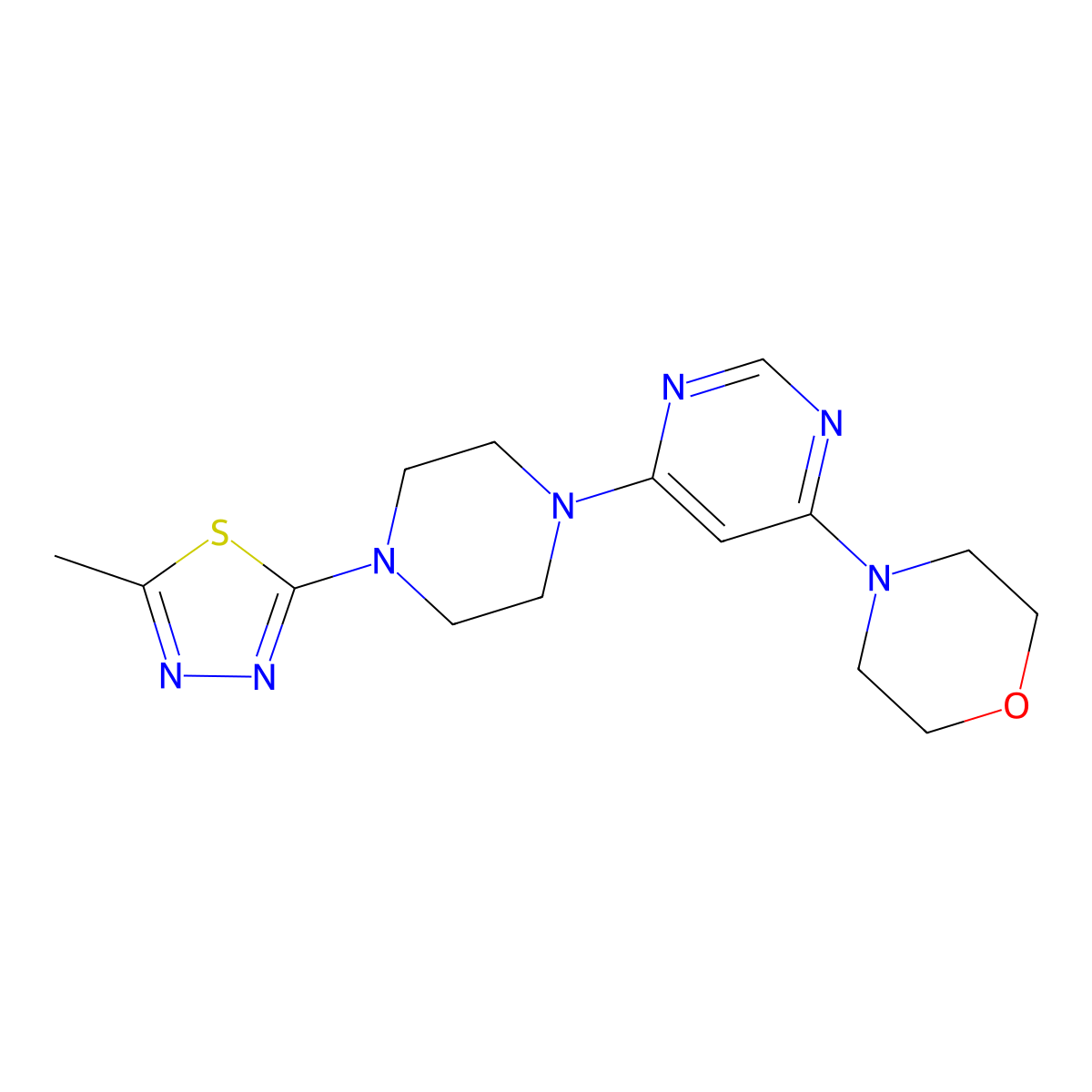 4-{6-[4-(5-Methyl-1,3,4-thiadiazol-2-yl)piperazin-1-yl]pyrimidin-4-yl}morpholine molecular structure, CAS 2334226-92-3