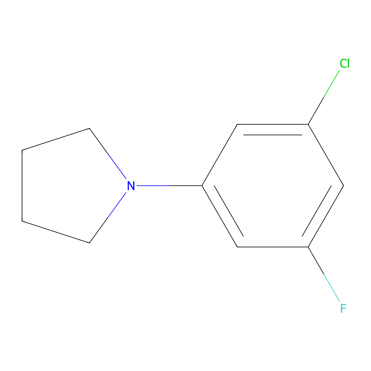 1-(3-Chloro-5-fluorophenyl)pyrrolidine molecular structure, CAS 2334446-64-7
