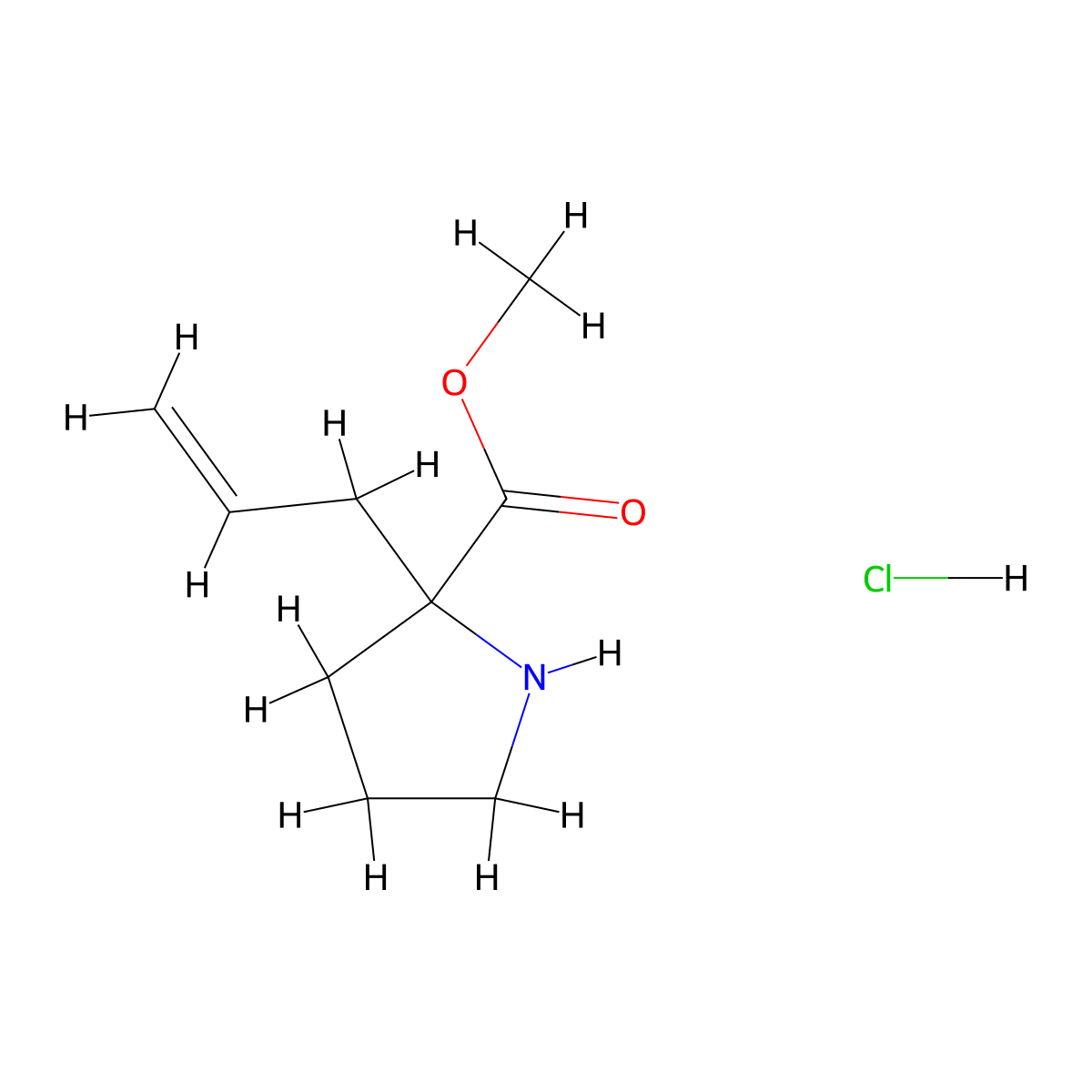 Methyl 2-(prop-2-en-1-yl)pyrrolidine-2-carboxylate hydrochloride molecular structure, CAS 2334476-73-0