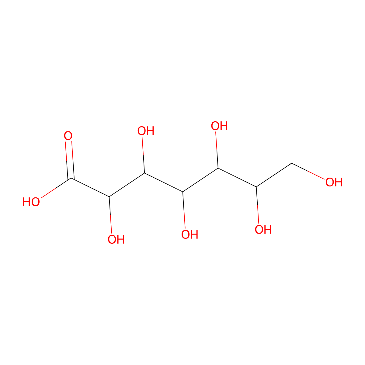 Glucoheptanoic acid molecular structure, CAS 23351-51-1