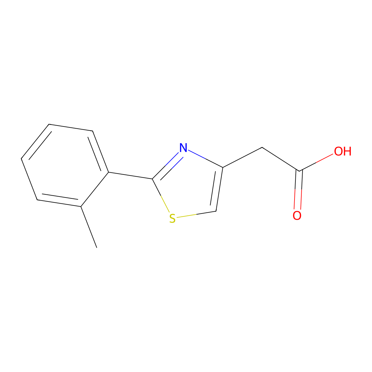[2-(2-Methylphenyl)-1,3-thiazol-4-yl]acetic acid molecular structure, CAS 23353-16-4