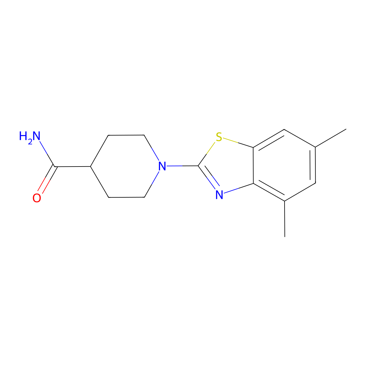 1-(4,6-Dimethyl-1,3-benzothiazol-2-yl)piperidine-4-carboxamide molecular structure, CAS 2335461-22-6