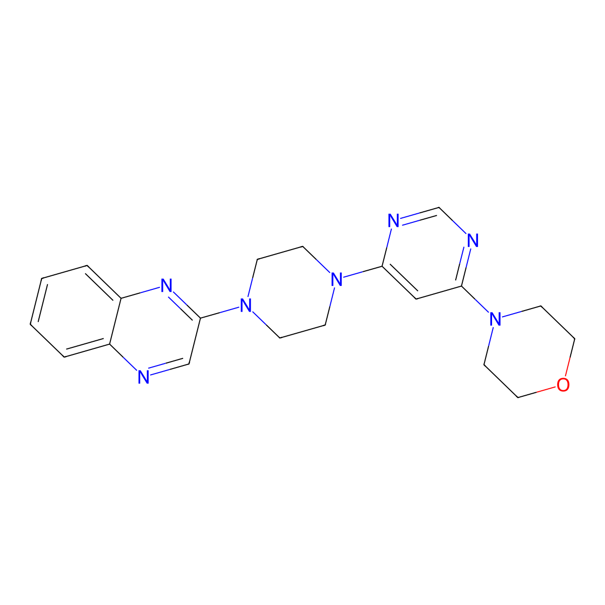 2-{4-[6-(Morpholin-4-yl)pyrimidin-4-yl]piperazin-1-yl}quinoxaline molecular structure, CAS 2335462-02-5