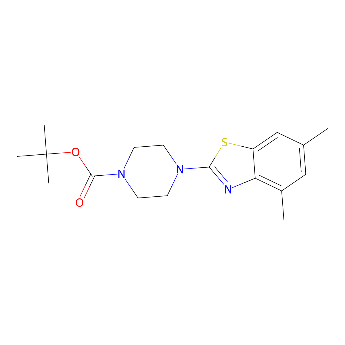 Tert-butyl 4-(4,6-dimethyl-1,3-benzothiazol-2-yl)piperazine-1-carboxylate molecular structure, CAS 2335462-67-2