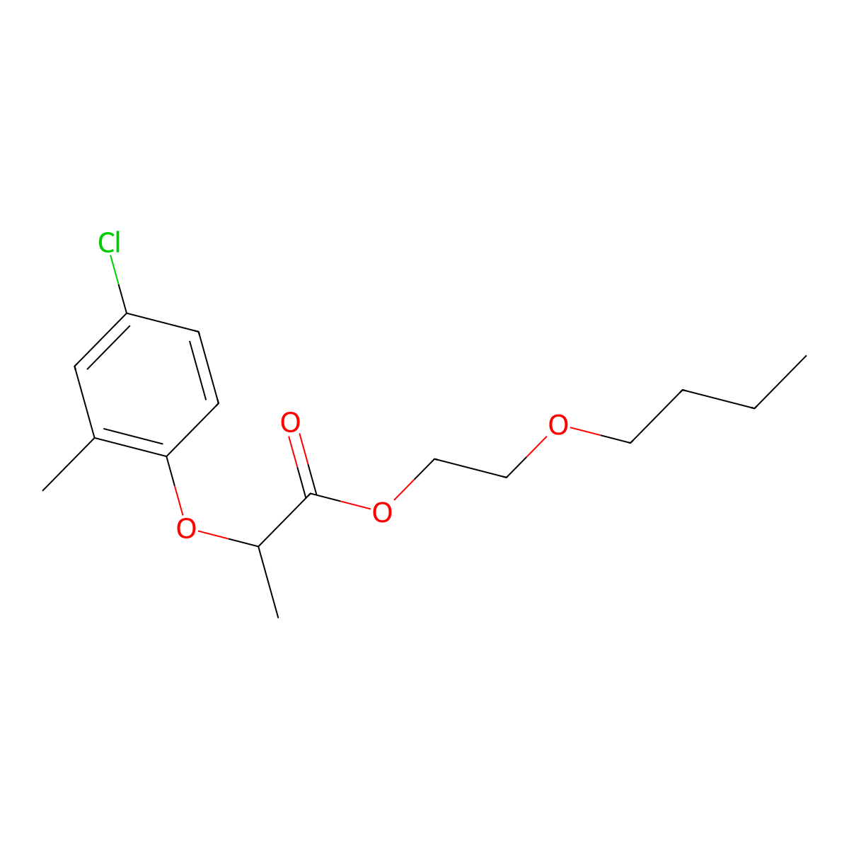 2-Butoxyethyl 2-(4-chloro-2-methylphenoxy)propionate molecular structure, CAS 23359-62-8