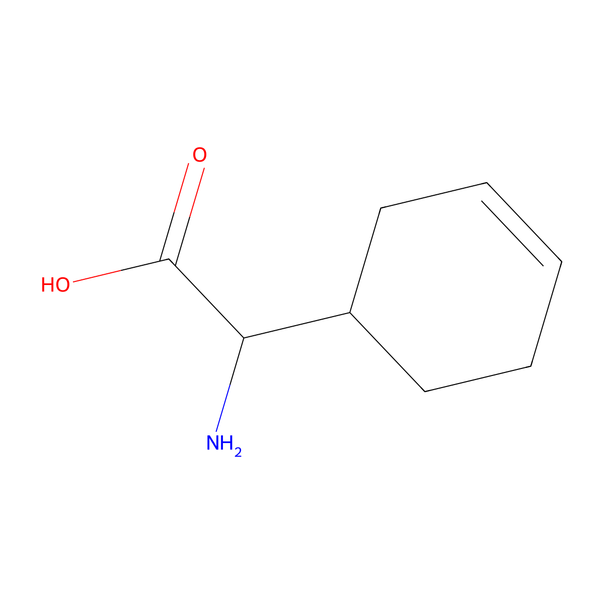 alpha-Amino-3-cyclohexene-1-acetic acid molecular structure, CAS 23364-04-7