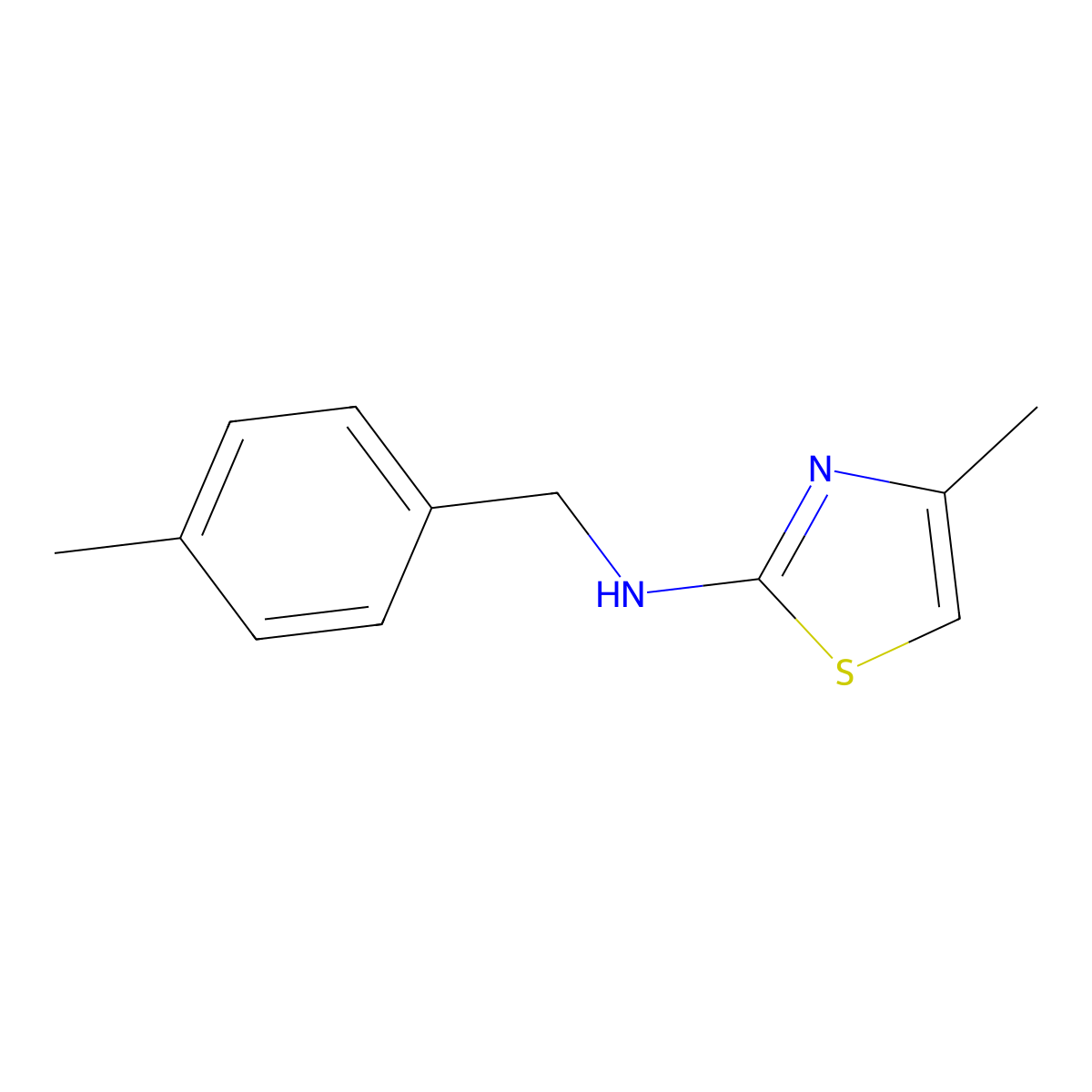 4-methyl-N-[(4-methylphenyl)methyl]-1,3-thiazol-2-amine molecular structure, CAS 233661-71-7