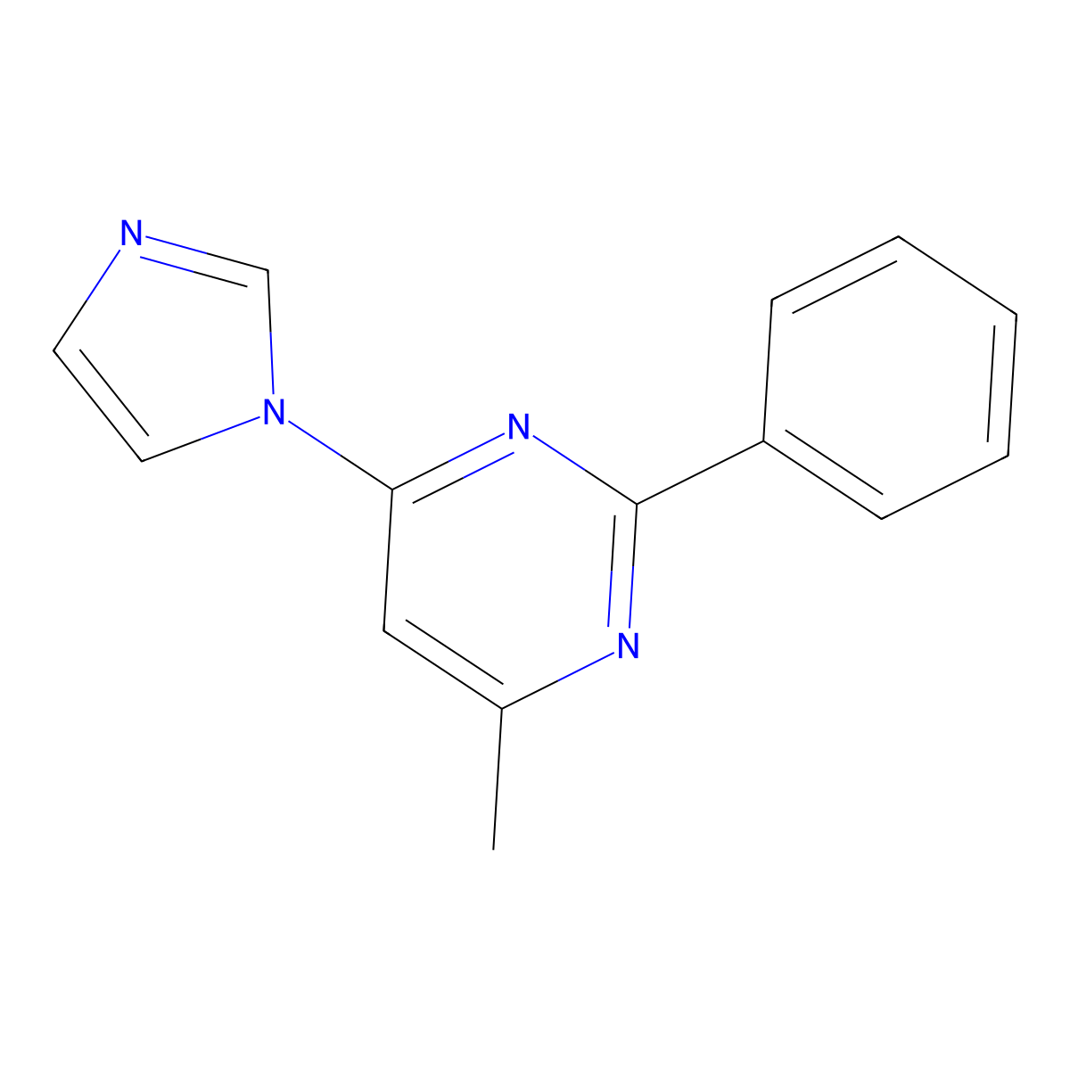 4-(1H-imidazol-1-yl)-6-methyl-2-phenylpyrimidine molecular structure, CAS 2336712-11-7