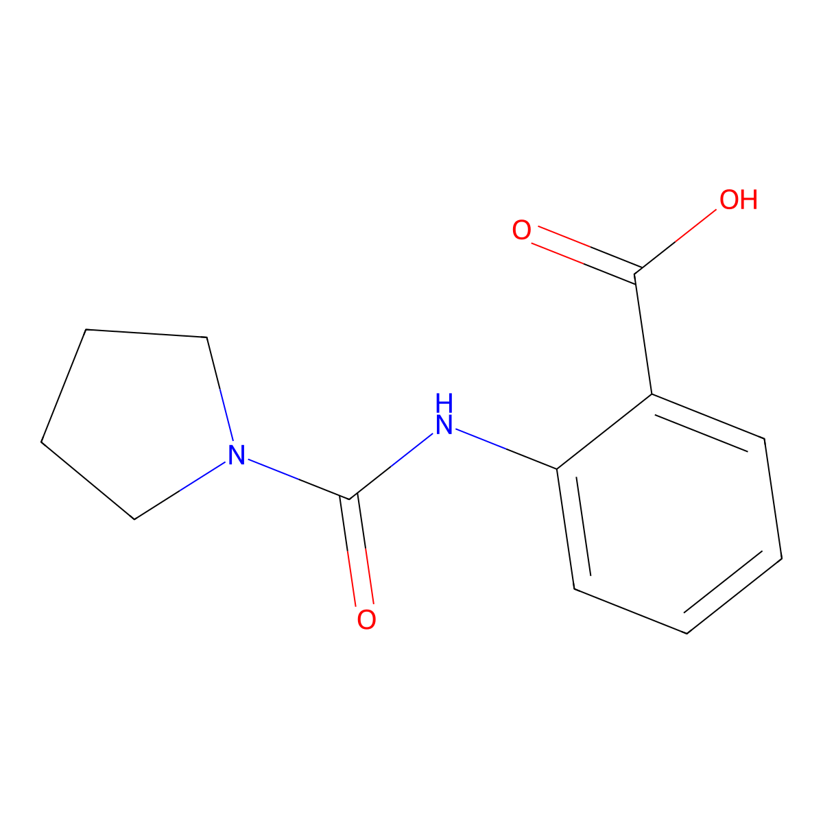 2-(Pyrrolidine-1-carboxamido)benzoic acid molecular structure, CAS 233684-02-1