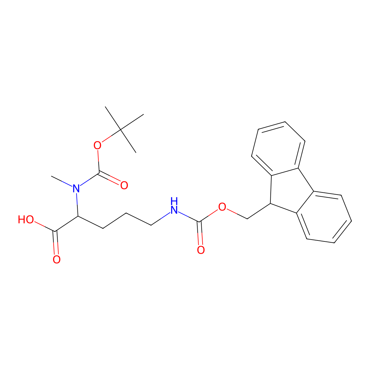 Boc-N-Me-Orn(Fmoc)-OH molecular structure, CAS 233688-96-5