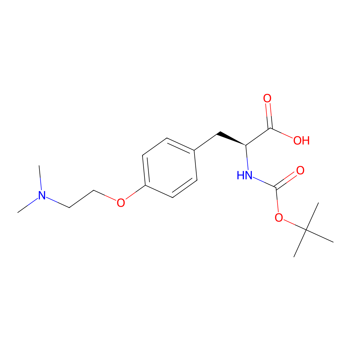 (S)-2-((tert-Butoxycarbonyl)amino)-3-(4-(2-(dimethylamino)ethoxy)phenyl)propanoic acid molecular structure, CAS 233689-24-2