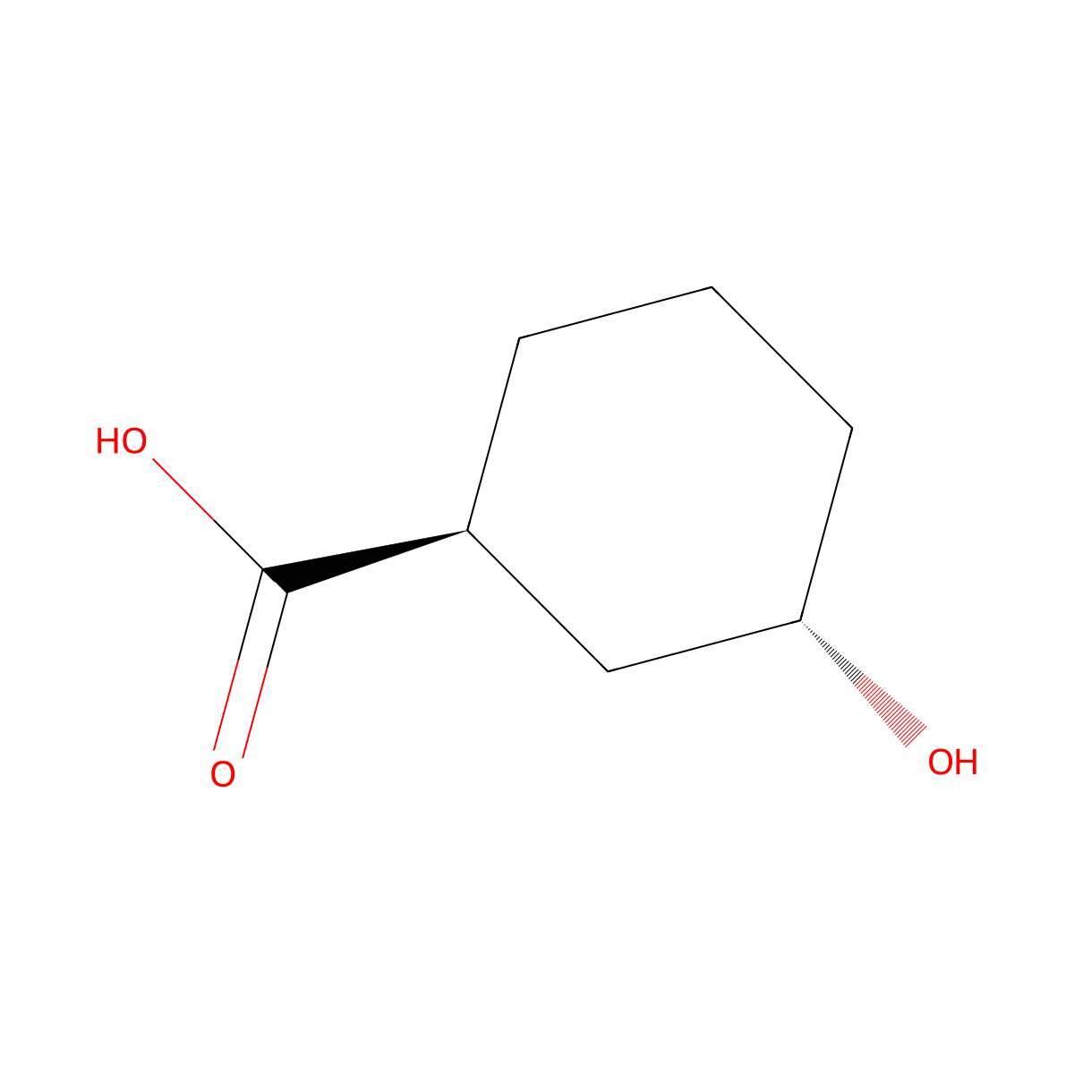 (1S,3S)-3-Hydroxycyclohexane-1-carboxylic acid molecular structure, CAS 23369-01-9