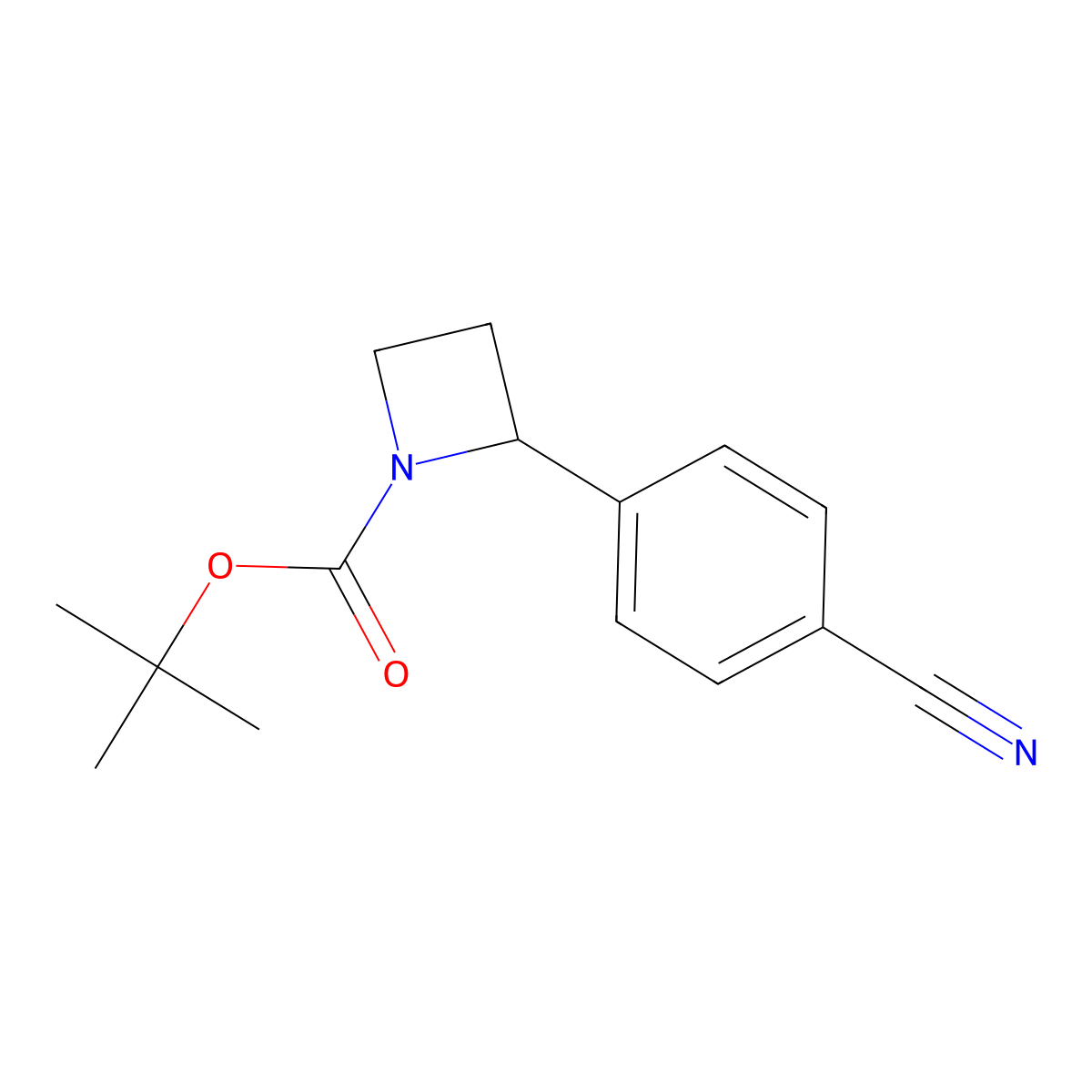 Tert-butyl 2-(4-cyanophenyl)azetidine-1-carboxylate molecular structure, CAS 2336917-66-7