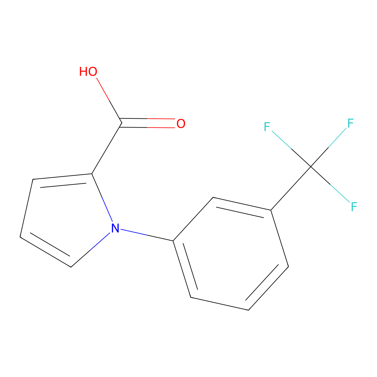 1-[3-(trifluoromethyl)phenyl]-1H-pyrrole-2-carboxylic acid molecular structure, CAS 233692-71-2