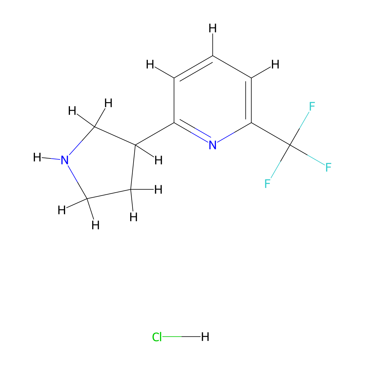 2-(Pyrrolidin-3-yl)-6-(trifluoromethyl)pyridine hydrochloride molecular structure, CAS 2337333-95-4