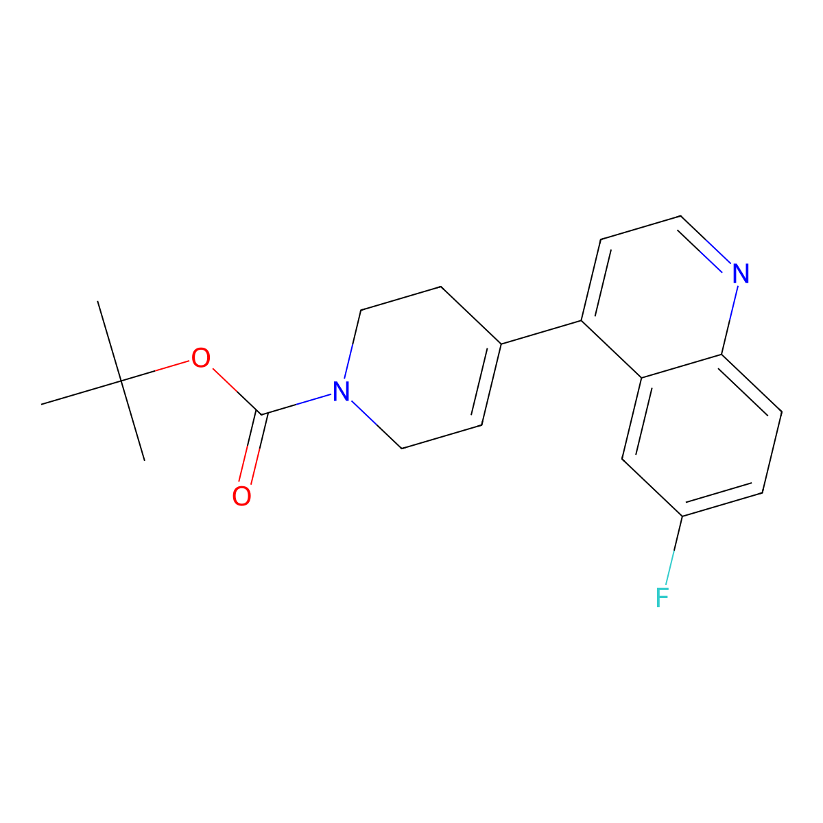 tert-butyl 4-(6-fluoroquinolin-4-yl)-3,6-dihydropyridine-1(2H)-carboxylate molecular structure, CAS 2337357-19-2