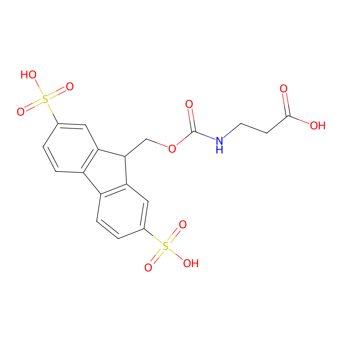(((2,7-Disulfo-9H-fluoren-9-yl)methoxy)carbonyl)-beta-alanine potassium salt (Smoc-beta-Ala-OH) molecular structure, CAS 2337407-19-7