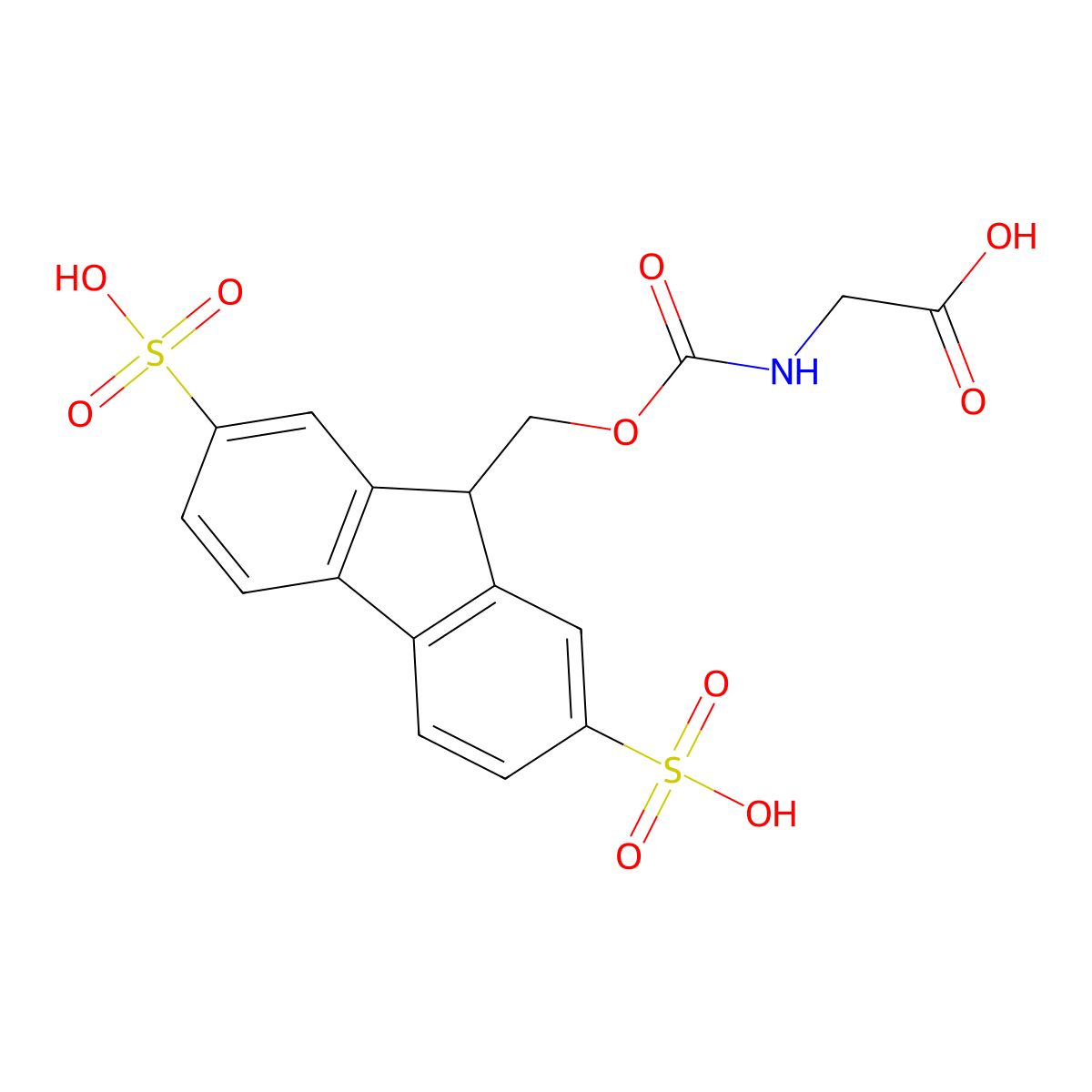 (((2,7-Disulfo-9H-fluoren-9-yl)methoxy)carbonyl)glycine potassium salt (Smoc-Gly-OH) molecular structure, CAS 2337407-26-6