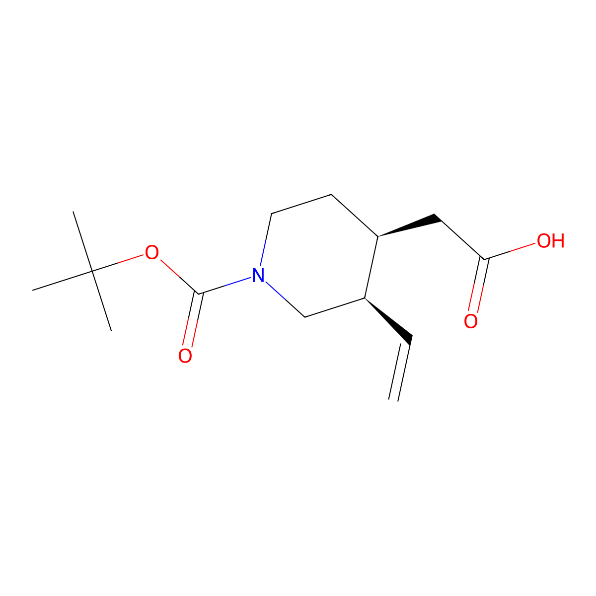 2-[(3R,4S)-1-[(tert-butoxy)carbonyl]-3-ethenylpiperidin-4-yl]acetic acid molecular structure, CAS 233745-94-3