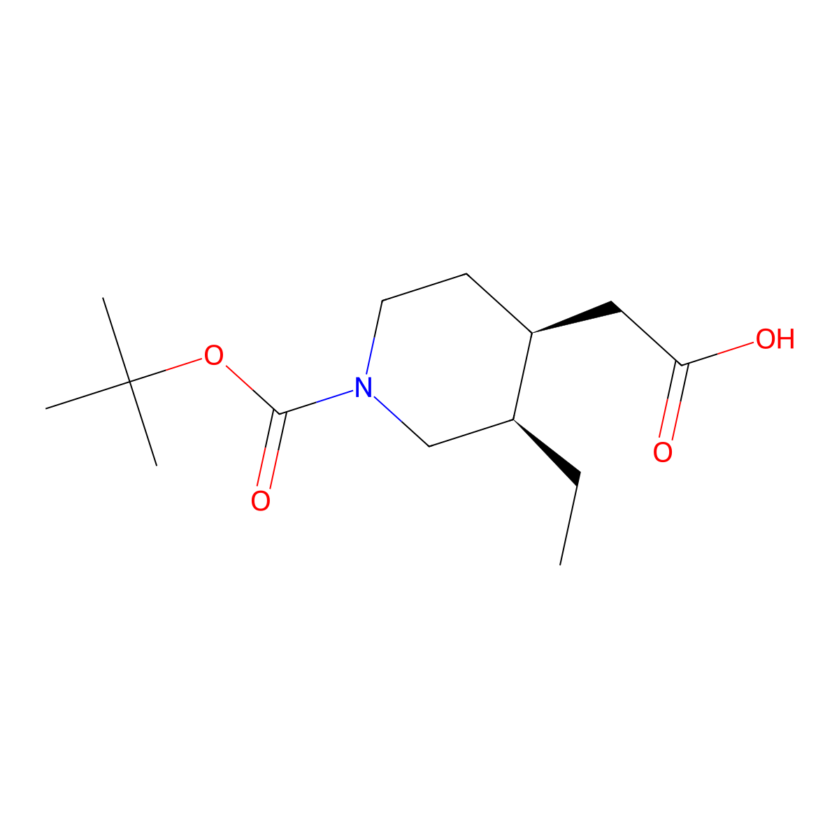 2-[(3R,4S)-1-[(tert-butoxy)carbonyl]-3-ethylpiperidin-4-yl]acetic acid molecular structure, CAS 233745-95-4