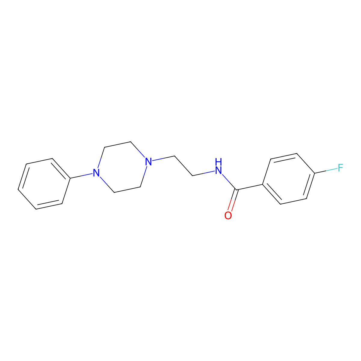4-fluoro-N-[2-(4-phenylpiperazin-1-yl)ethyl]benzamide molecular structure, CAS 23376-14-9