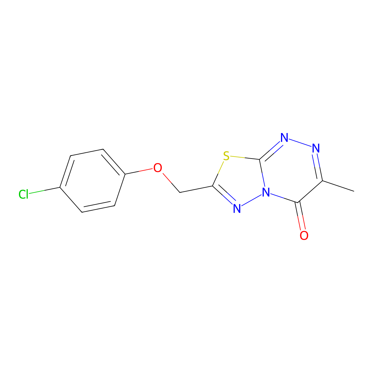 7-[(4-chlorophenoxy)methyl]-3-methyl-4H-[1,3,4]thiadiazolo[2,3-c][1,2,4]triazin-4-one molecular structure, CAS 233767-30-1