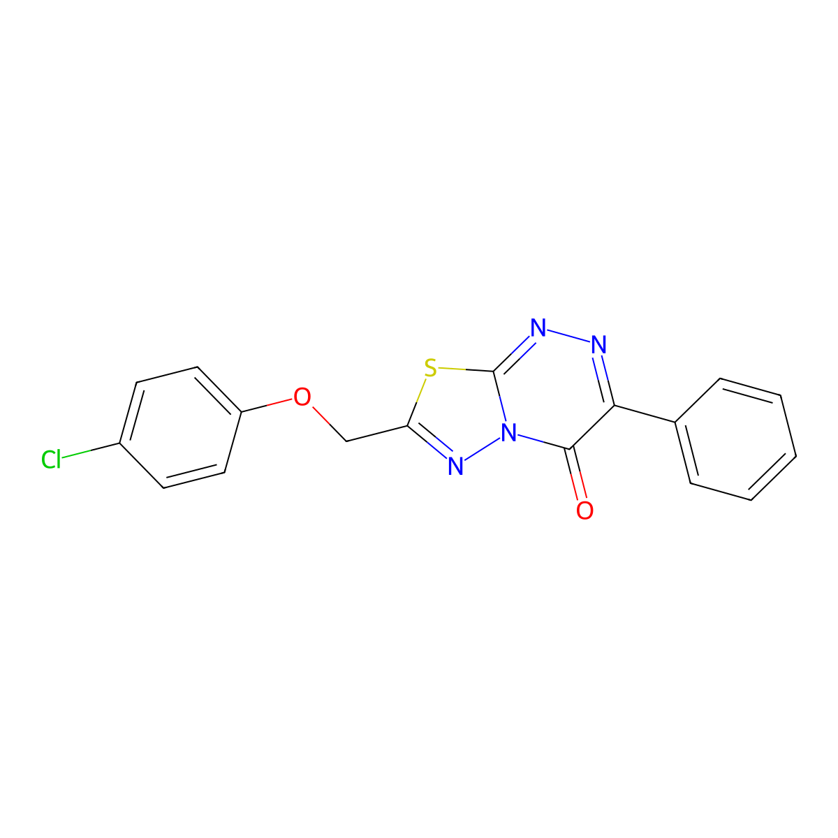 7-[(4-chlorophenoxy)methyl]-3-phenyl-4H-[1,3,4]thiadiazolo[2,3-c][1,2,4]triazin-4-one molecular structure, CAS 233767-36-7