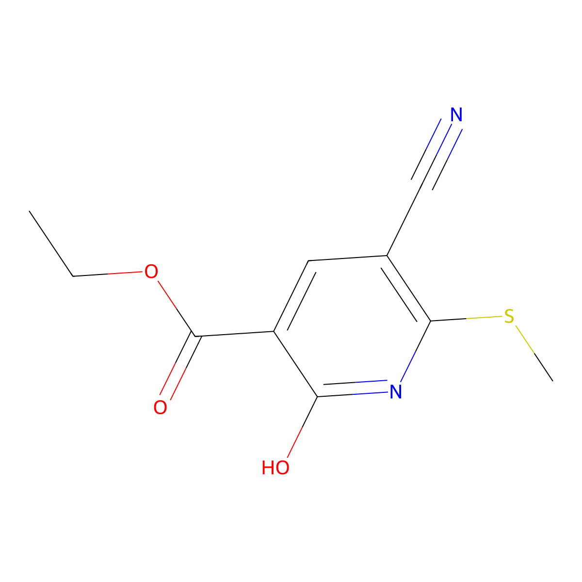 Ethyl 5-cyano-2-hydroxy-6-(methylthio)nicotinate molecular structure, CAS 233767-87-8