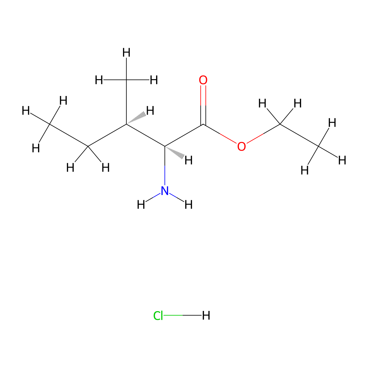ethyl (2S,3R)-2-amino-3-methylpentanoate hydrochloride molecular structure, CAS 233772-41-3