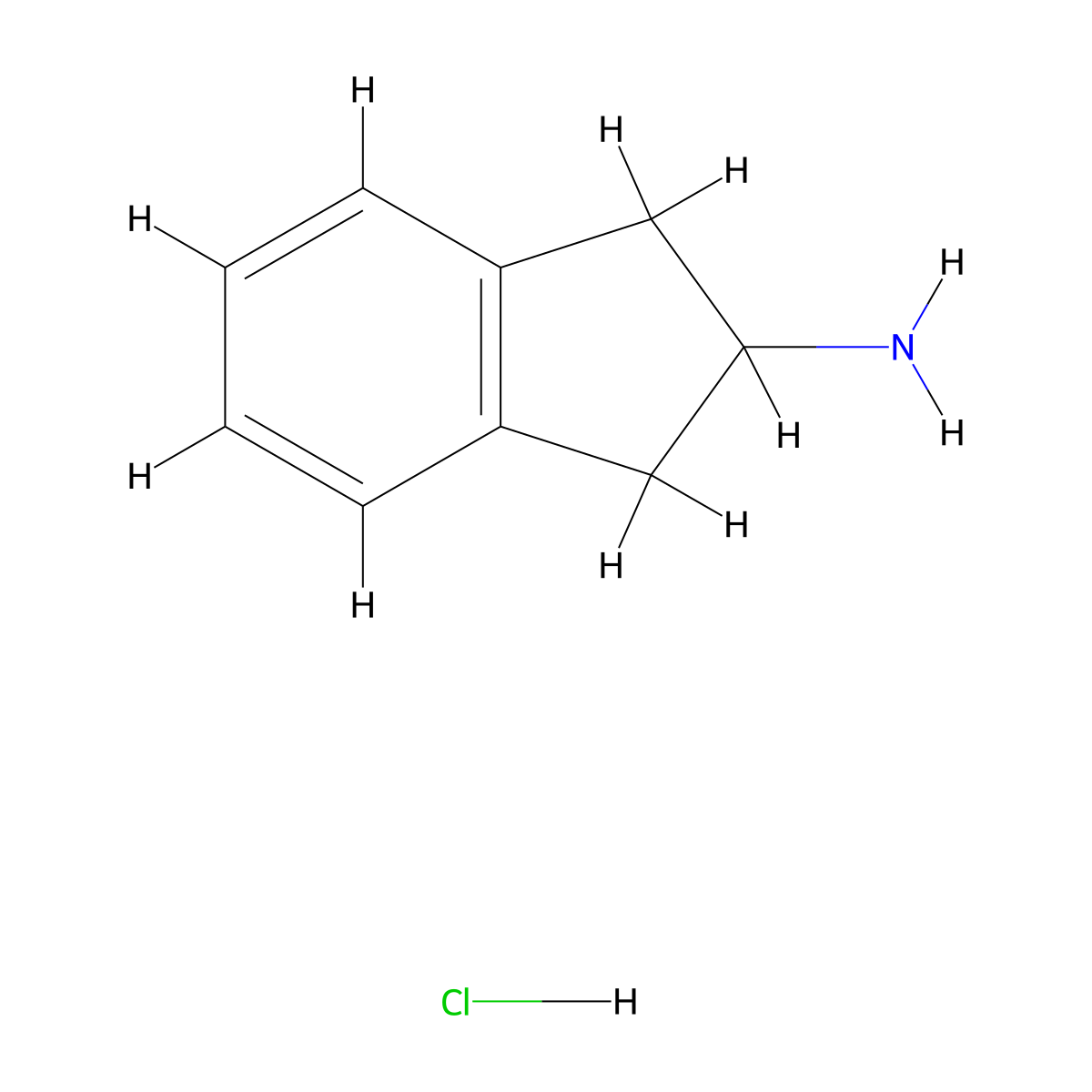 2-Aminoindan hydrochloride molecular structure, CAS 2338-18-3