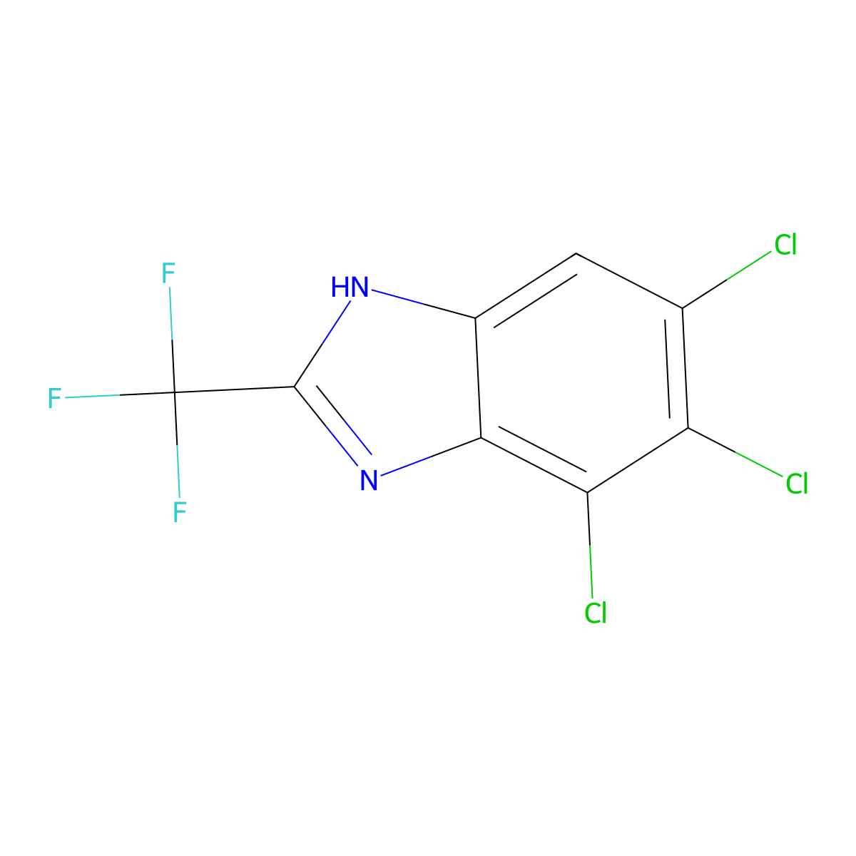 5,6,7-Trichloro-2-(trifluoromethyl)-1H-benzimidazole molecular structure, CAS 2338-27-4